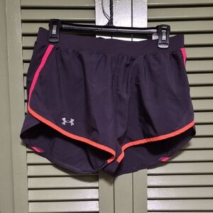 Under Armour Women's Plum Purple Shorts with Pink and Orange Trim
